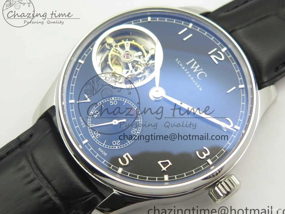 MIROTIME 0524 Sporty Portuguese Tourbillon IW5463 SS ZF Best Edition Black Dial on Black Leather Strap 7173
